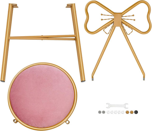 LOYALHEARTDY Modern Makeup Vanity Chair Stool Pink Bow Vanity Chair Cute Butterfly Stool Princess Chairs with Bow Knot
