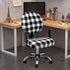 Black White Plaid Office Chair Slipcovers, Christmas Stretch Protector, Spandex Washable Chair Cover, Decorative Fabric