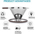 Pour Over Coffee Dripper, Reusable Paperless Coffee Filter,Professional Stainless Steel Drip Cone Brew Coffee Strainer,Upgraded Double Micro Mesh Filter with Cup Stand,1-2 Cup