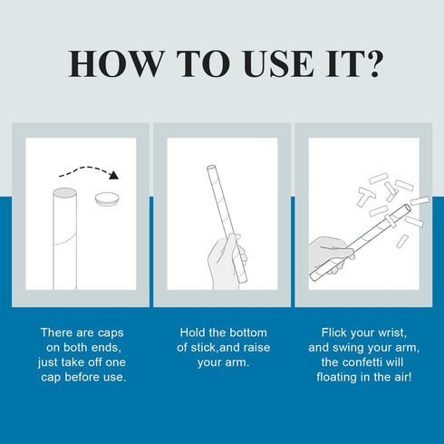 BATTIFE It's a Boy, 6 Pack Gender Reveal Confetti Wands for Baby Boy Shower Party Decorations