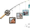 AZEZO Wood Fishing Pole Picture Frame - Three 4''x4'' Frames, Real Fishing Rod