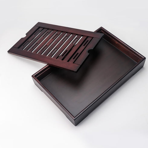 Lyty 13.6 8.9 inch Set Bamboo Chinese Tea Tray - x Japanese Tea Serving Tray, Gongfu Tea Table with Reservoir Type