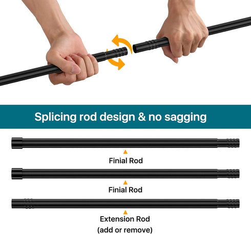 Adjustable Curtain Rods 120 Inch for Windows 66 to 120, Single 5/8 Inch Diameter Drapery Rod Set with Brackets