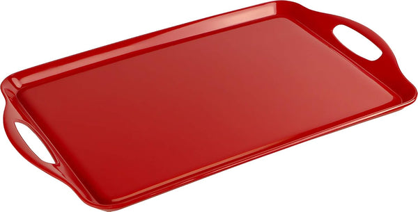 Reston Lloyd Calypso Basics Melamine Serving Ottoman Tray with Handles, Rectangular, Lemon,