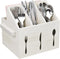 Ikee Design Wooden Utensil Caddy with Handles, Silverware Holder for Countertop, Party, Camping, White