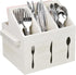 Ikee Design Wooden Utensil Caddy with Handles, Silverware Holder for Countertop, Party, Camping, White
