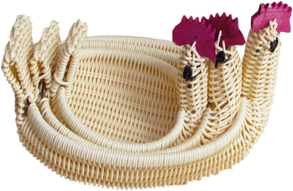 SEWACC Woven Storage Baskets, 3 Pcs Rattan Woven Fruit Basket, Decorative Bowl for Home Kitchen