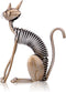 Tooarts Metal Sculpture Iron Art Cat Spring Handicraft for Home Decoration