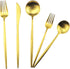 Gugrida Matte Gold 5-Piece Silverware Set, 18/10 Stainless Steel Satin Finish Kitchen Utensil Set, Dishwasher Safe