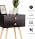 2-Drawer 4 Giantex Mid Century Modern Nightstand, Bedside Tables with Solid Wood Legs, Night Stand for Small Spaces
