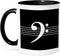 3dRose Black Bass Clef F-Clef on Musical Staves, Two Tone Black Mug, 11oz Musician Gift