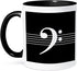 3dRose Black Bass Clef F-Clef on Musical Staves, Two Tone Black Mug, 11oz Musician Gift