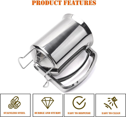 Stainless Steel Pancake Batter Dispenser, Professional Squeeze Handle Dispenser for Pancakes, Cupcakes, Muffins (900ml)