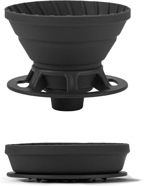 Collapsible Coffee Dripper - Silicone Reusable Pour Over Coffee Maker for Camping, 1-2 Cup (Black)