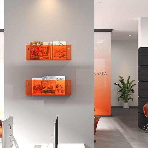 2 Pack 17 Inch) Acrylic Magazine Holder, Hanging Bookshelf Magazine Rack, Wall Mounted Floating Brochure Display