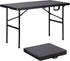 4ft ZENY Portable Folding Table Plastic Indoor Outdoor Picnic Party Camp Dining Table with Handle, Black