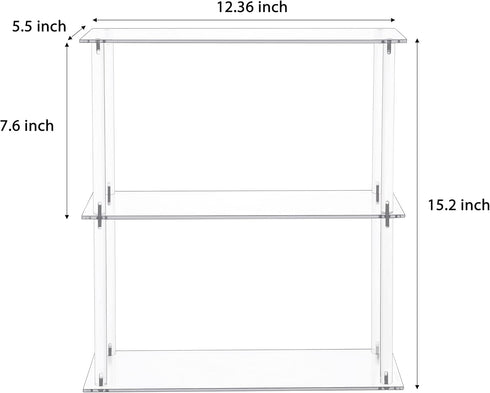 Jusalpha Rectangular 3 Tier Clear Acrylic Tabletop Display Stand, Bathroom Vanity Cosmetic Makeup Organization Shelves