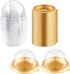 EchoDone 50 Set Clear Plastic Mini Cupcake Boxes, Muffin Pod Dome Single Container Box (Gold)