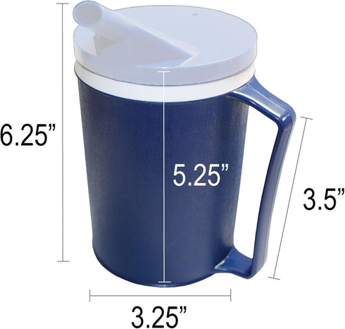 Rehabilitation Advantage Insulated Blue Mug with White Snorkel Lid, Non-Weighted