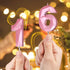 Number Birthday Candles (2 Candle Pink), 3D Diamond Shape 2nd Happy Birthday Cake Topper for Celebration Supplies