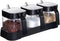 Glass Condiment Jar Spice Container Set with Lids and Spoons, Square Clear Seasoning Bowls for Kitchen Countertop