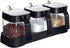 Glass Condiment Jar Spice Container Set with Lids and Spoons, Square Clear Seasoning Bowls for Kitchen Countertop
