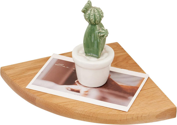 Oak Corner Shelf 7 inches Natural Wood Floating Corner Shelves Round End
