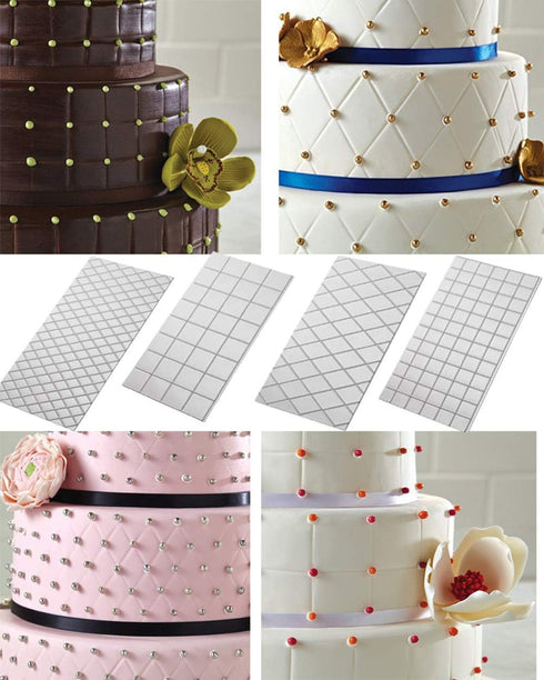 Cake Fondant Impression Mat Mold, Diamond Quilted Grid Texture Embossing Mat for Cupcake Wedding Cake Decoration