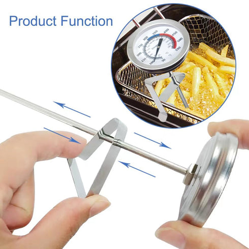 Candy Thermometer (2 Pack): 12" Probe & Pot Clip, Oil Thermometer for Deep Frying, Cooking Meat