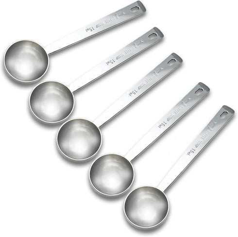 Timoo Coffee Measuring Scoop 1 Tablespoon Long Handle Stainless Steel Spoon for Coffee, Milk Powder, Fruit Powder, Set
