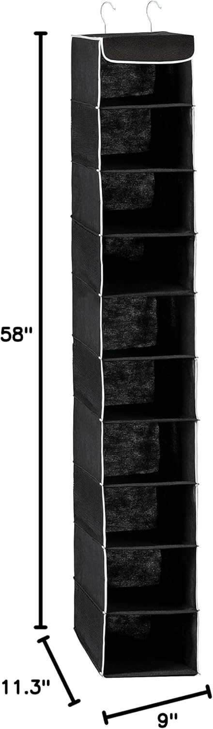 Closet 10-Shelf Closet ZOBER Hanging Organizer, - Hanging Storage Organizer Shelves for Clothes, Towels, Toys - College