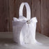 TRUE LOVE GIFT Ring Bearer Pillow and Wedding Flower Girl Basket Set, Pearl Rhinestones White Satin Lace