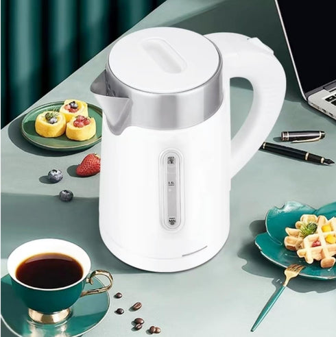 Portable Small Electric Kettle, 0.8L Stainless Steel Travel Hot Water Boiler, 4 Cups for Tea and Coffee, White