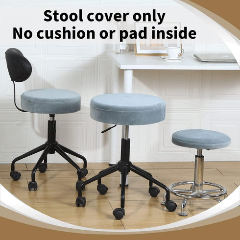 Dia.11-13" Grey,1 Count) SINOSSO Bar Stool Cover, Super Soft Velvet Round Stretchy Washable Dustproof Slipcover