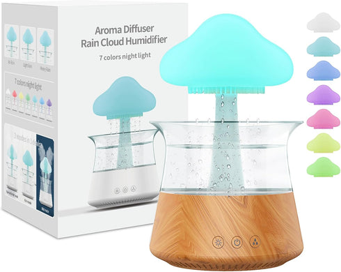 Rain Water Drop Humidifier - Mushroom Cloud Lamp Humidifier, Essential Oil Diffusers,