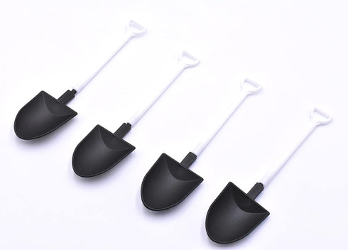 50PCS Plastic Disposable Mini Ice Cream Dessert Spoon Shovels Pudding Yogurt Spoons for Family or Party(Black and white)