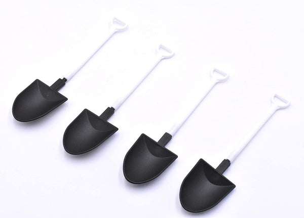 50PCS Plastic Disposable Mini Ice Cream Dessert Spoon Shovels Pudding Yogurt Spoons for Family or Party(Black and white)