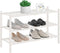 RONGJlA 2 Tier Bamboo Shoe Rack for Closet Free Standing Wood Shoe