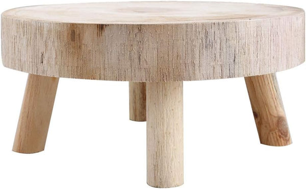 UNIE Mini Wooden Stool Round Garden Flower Display Stand Decorative Short Stool for