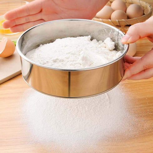 2 Pack Professional 6/8/9.5 Inch Round Flour Sifter - 60/40 Mesh Baking Flour Sieve, Premium Rustproof Stainless Steel