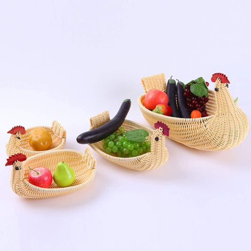 SEWACC Woven Storage Baskets 3 Pcs Rattan Woven Fruit Basket Straw Turkey Shape Bread Basket Wicker Decorative Bowl Food Basket Sundries Container for Home Kitchen Wicker Storage Baskets by SEWACC