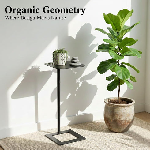 23.4" Stable C Table End Table, Tall C Shaped Side Table That Slides Under Sofa, Slim Under Couch Table, Modern
