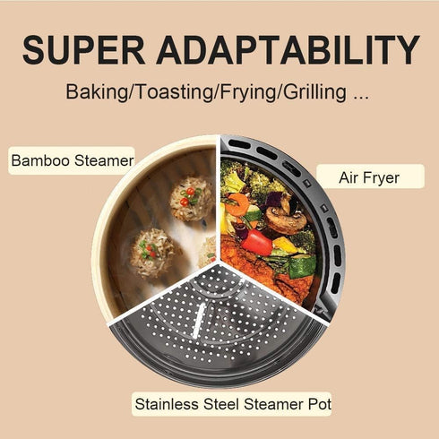 Numola Air Fryer Liners Disposable Parchment Paper, 100 Pcs Airfryer Sheets, 9 Inch White Non-stick Steamer Liner