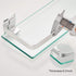 VOLPONE Glass Shelf with Towel Bar 15.7in, Silver Bathroom Wall Mount Organizer, Rustproof 1 Tier
