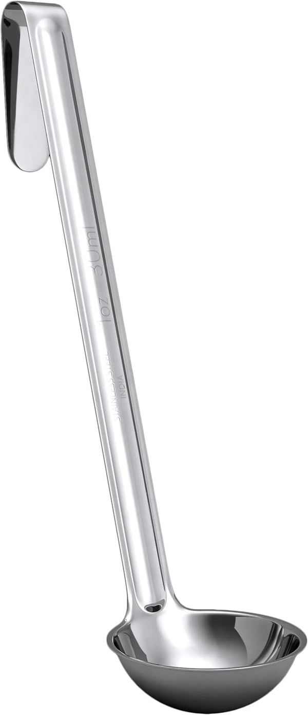 Super Sturdy Ergonomic Soup Ladle - 1 Oz. Stainless Steel Tongs with Long Handles for Serving Soups and Stews