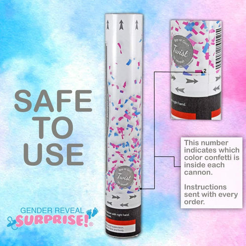 16 Inch 2 Pack Gender Reveal Surprise - Pink Gender Reveal Powder Cannon Bundle - Easy to Use Pink Powder Cannon