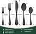 Wildone 20-Piece Black Silverware Set, Stainless Steel Flatware Cutlery Set Service for 4, Tableware Eating Utensils Include Knives/Forks/Spoons, Mirror Polished, Dishwasher Safe by Wildone