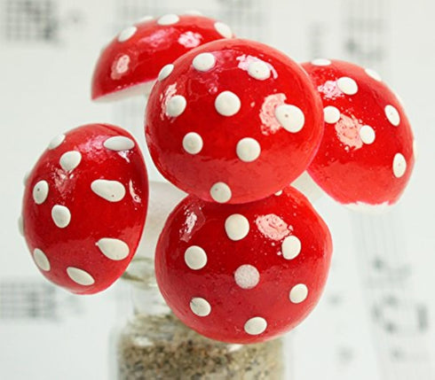 Meyer Imports Red - Large Cotton Spun Mushrooms - Set of 10