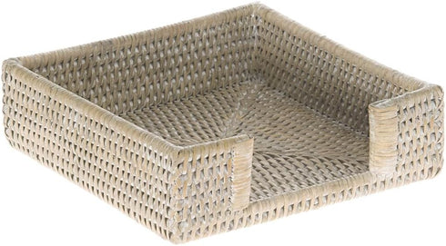 KOUBOO La Jolla Rattan Luncheon Paper Napkin Holder - Square Wicker Napkin Tray for Kitchen Dining