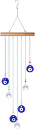 YU FENG Hanging Crystals Suncatcher Ornament - Turkish Blue Evil Eye Decor Crystal Ball Prisms for Window Garden